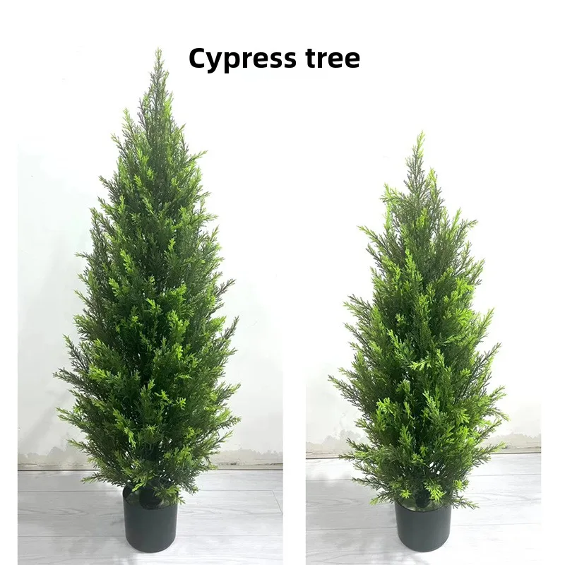 Cross-Border Removable Indoor Hotel Pine Cypress Tree Ornament Simulated Christmas Tree Ornament Potted Artificial Plant