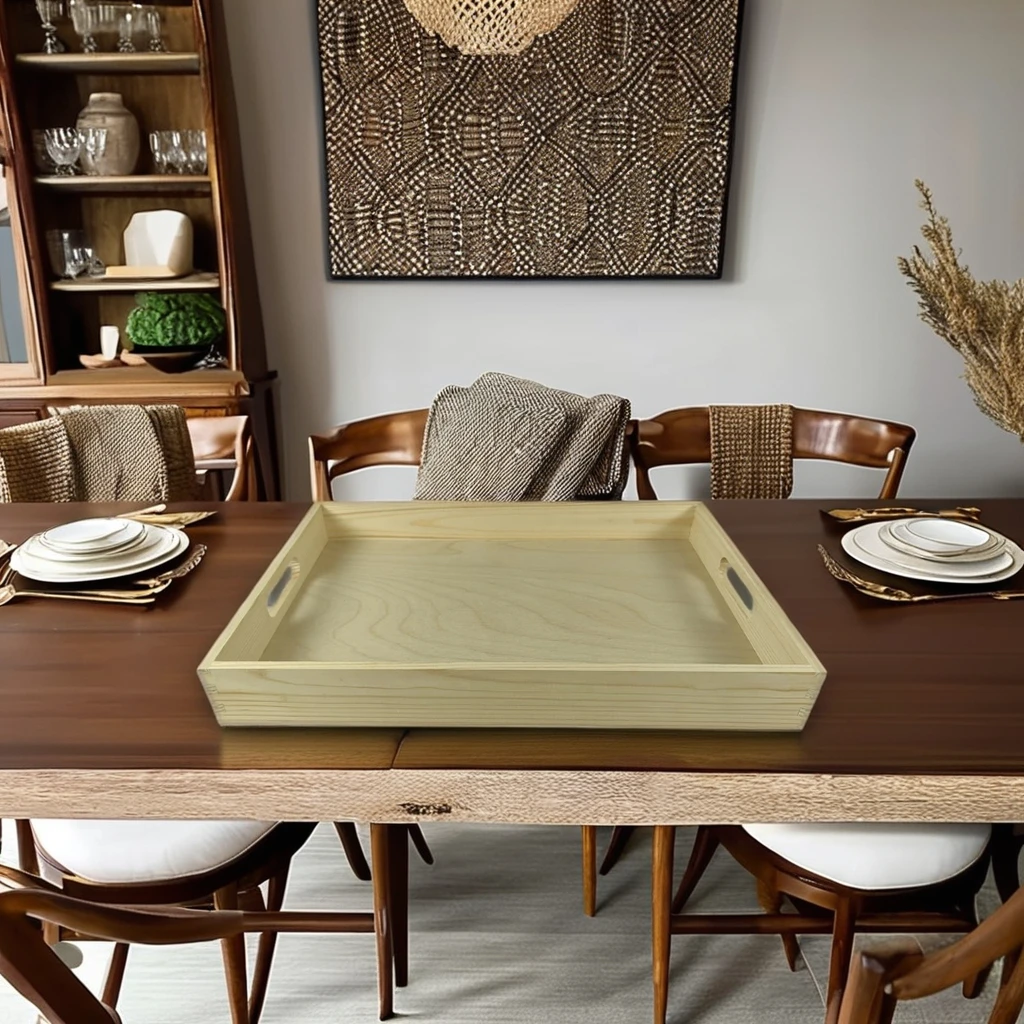 Bamboo Serving Tray Acacia Wood Plate Elegant Metal Model for Dinner Parties Guests Serving Style