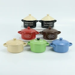 Porcelain Set  Pot And Food Nordic Hot Double Ear Handle Lid Bowls Ceramic Soup Bowl