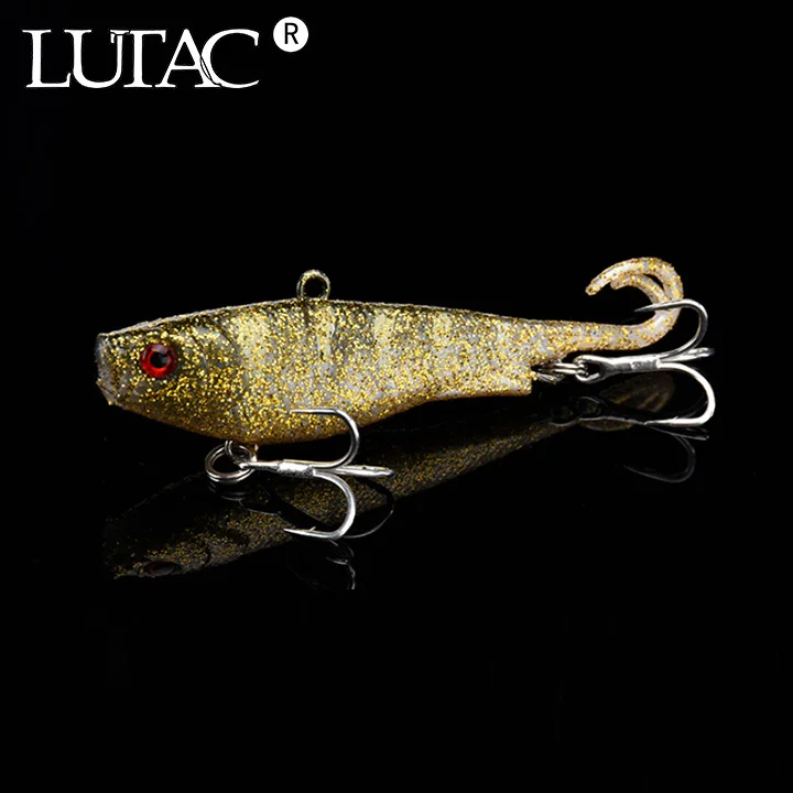 LUTAC Fishing Soft Lures Soft Vibe Lure Bait TPE Plastic YY02B 65mm 10g Sinking Vib Soft Lures