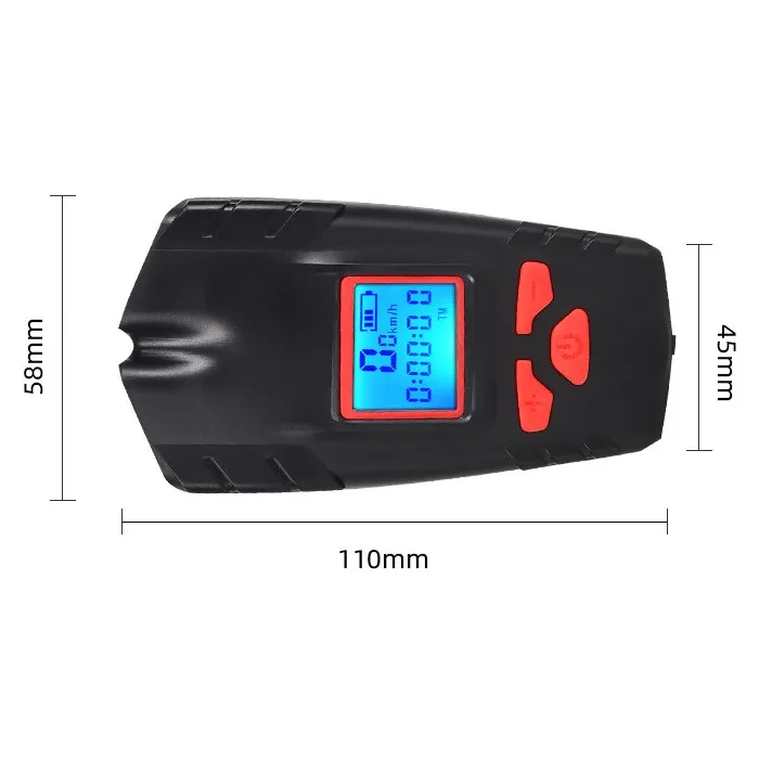 LED Bicycle Headlight With Speedometer Odometer And 120dB Horn 4 Light Modes USB Rechargeable Waterproof Bike Light