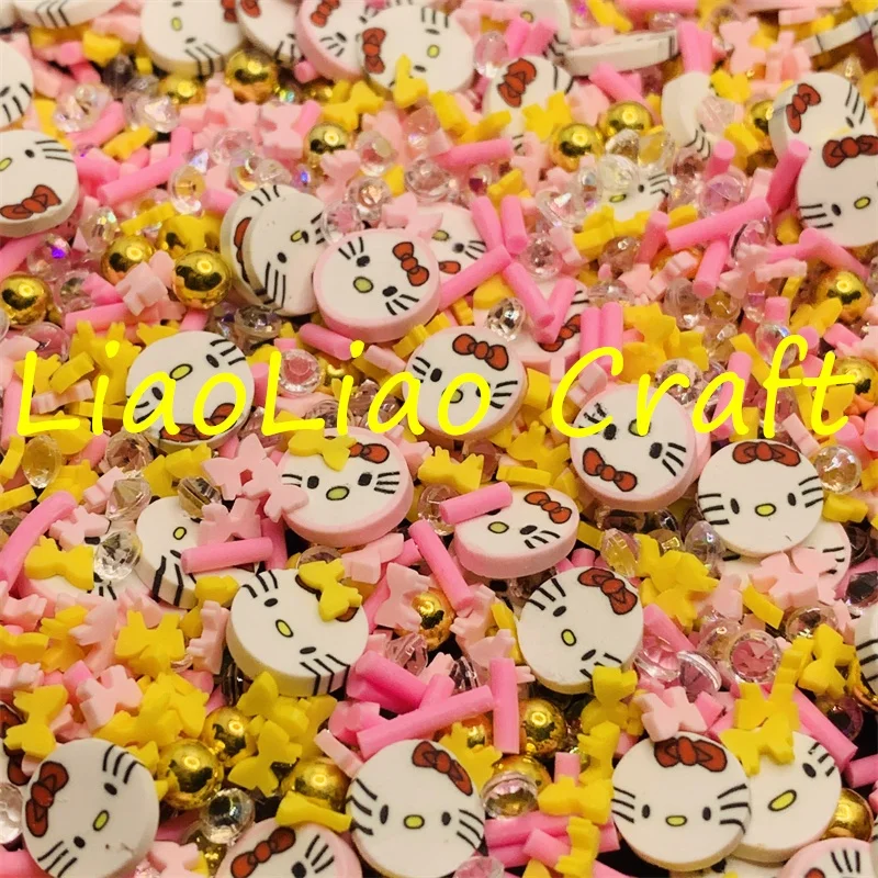 1kg Cartoon Cat With Bowknot Polymer Clay Sprinkles Slices Cats For Slime DIY Craft Art Decoration Nail Tumblers Slime Supplies