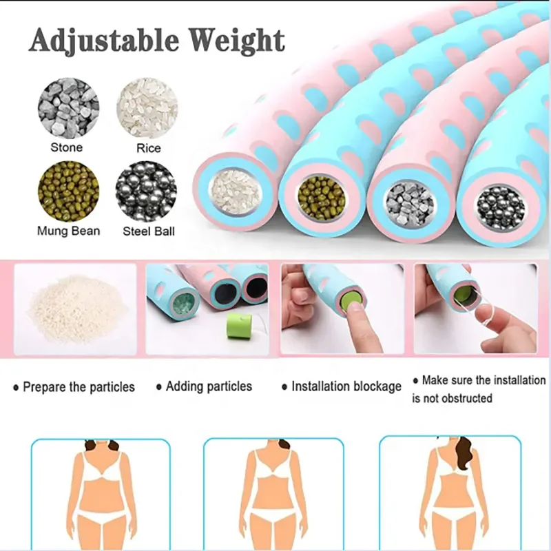 Adult Fitness Equipment Stainless Steel Foam Detachable Hoola Hoops Weighted Body Building wholesale Hula hoops