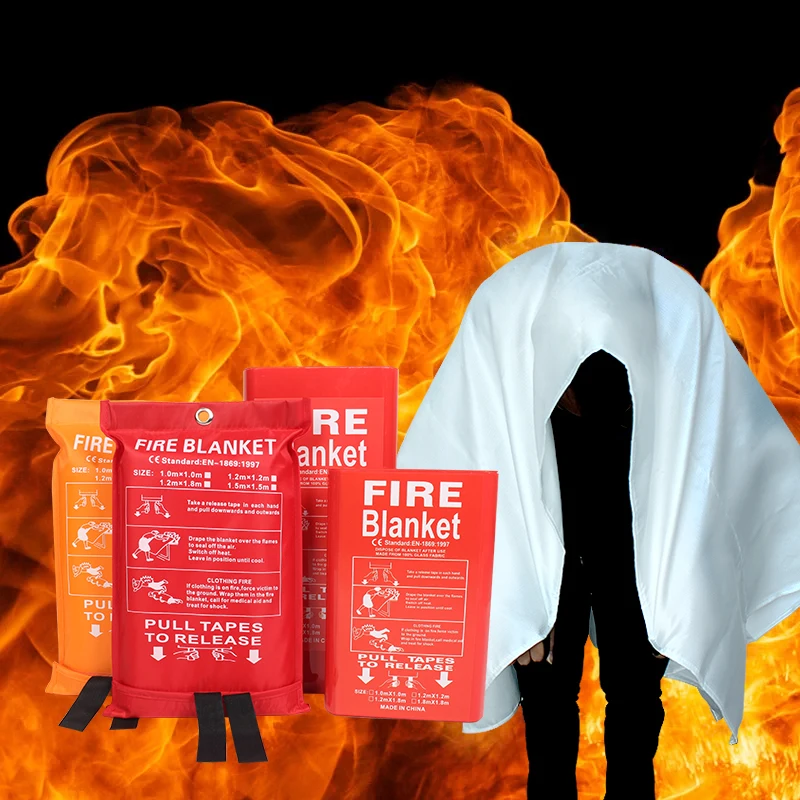 EN 1869 1 m*1 m 100% Fiberglass silicone rubber coated fireproof pagged heat resistant blanket