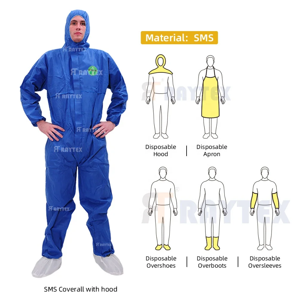 Fast Delivery Disposable fire retardant SMS  Anti-Static Non-Woven Protective Coverall Type 5/6 Waterproof Safety Clothing
