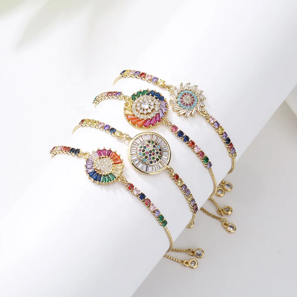 INS light Luxury Copper-plated 18K gold Mixed Color Zircon Jewelry For Women