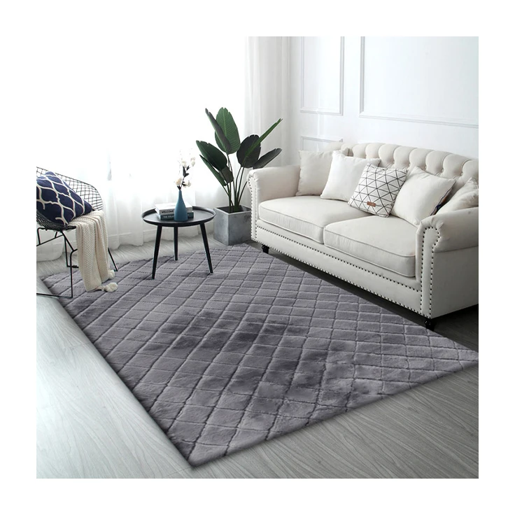 Popular Hot Selling Rabbit Fur 3D Design Area Rug Carpet tapete for Home Floor Living Room