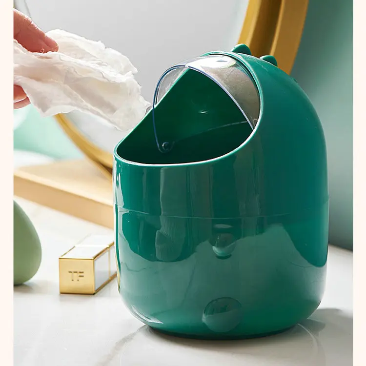Large Mouth Detachable Design Nonslip Bottom Durable Plastic Mini Trash Can Baby Dinosaur Style Cute Mini Desktop Trash
