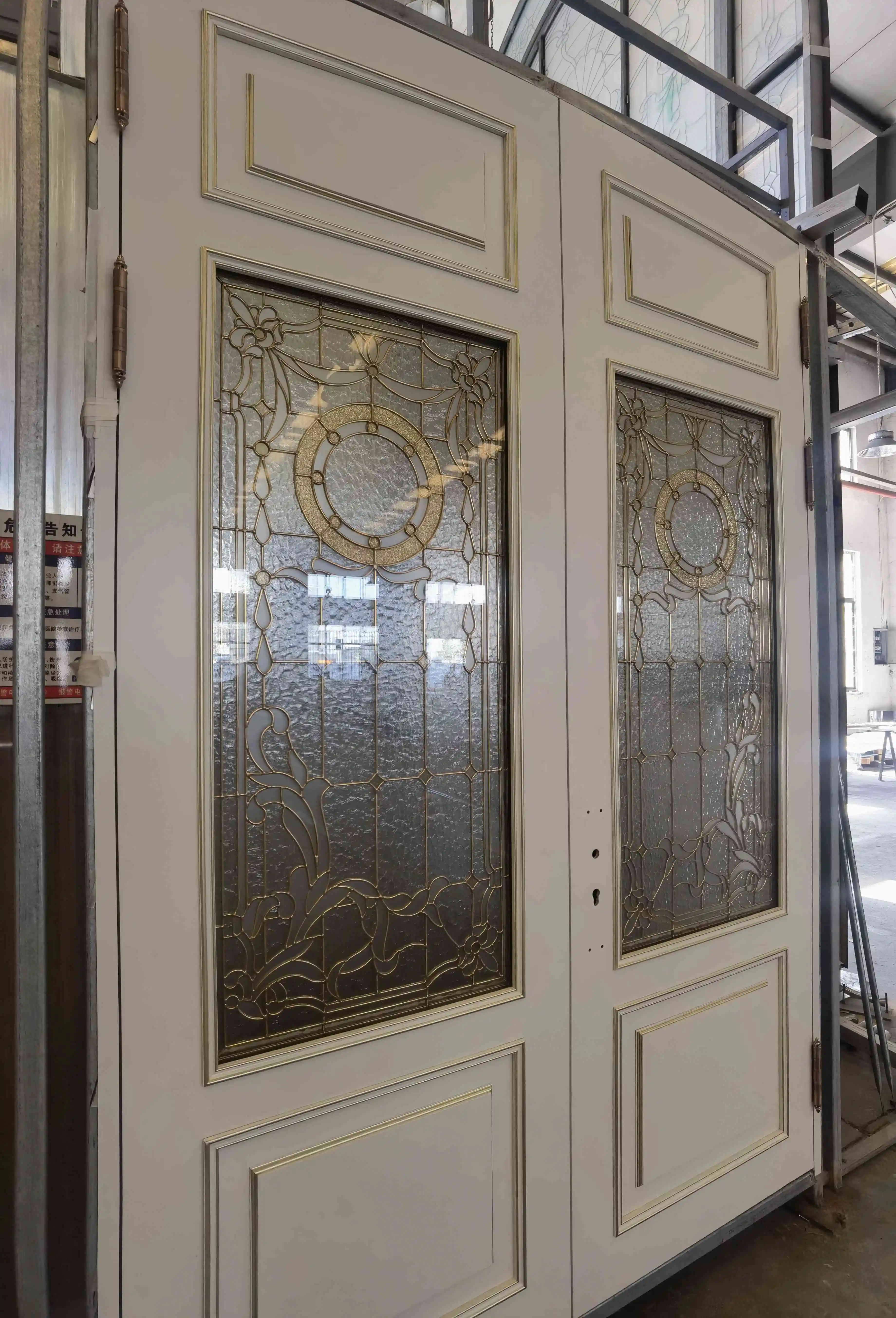 Luxury Plates Modern Soundproof Steel Security Windows Copper/Bronze/Brass Door with Copper Plates