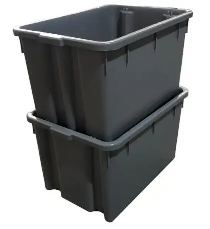 QS Heavy Duty Spare Part Big Nested Durable Tote Crate Storage Food 180 Stackable Plastic Turnover Moving Boxes for Fish Bins