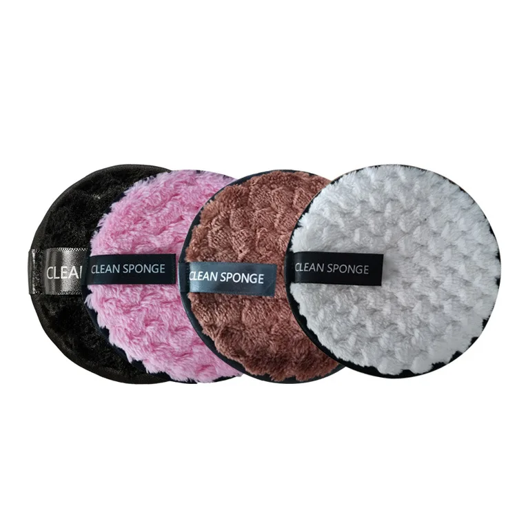 Wholesale microfiber makeup remover pads for face eyes washable reusable face cleansing puff beauty organic blender puff pad