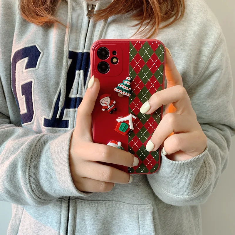 3D Doll Cartoon Christmas Deer Phone Case TPU PC With Aluminum Sheet Sublimation Blanks Phone Case For xiaomi