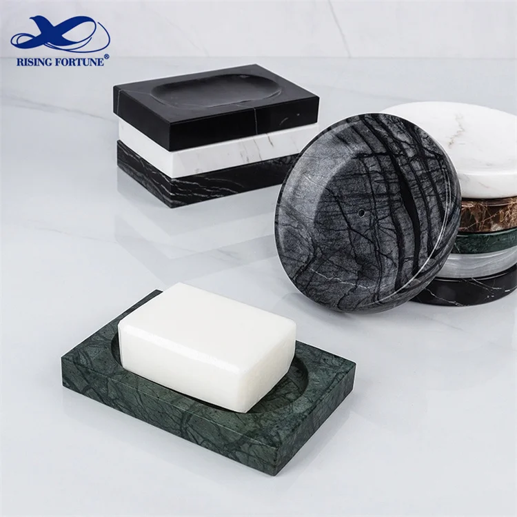 Handicraft Toilet Bathroom Natural Black Marble Stone Shower Bar Soap Tray Single Scallop Soap Dish