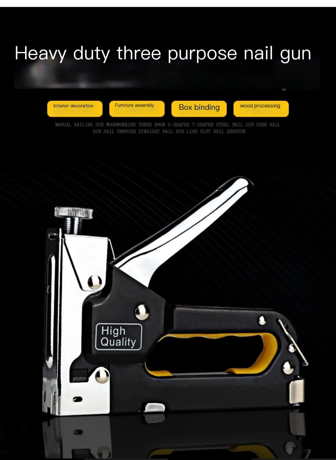 Multi-Function Manual Nail Gun Heavy Duty Carpentry Tools with Coil Nails for Furniture & Upholstery Stapling & Riveting