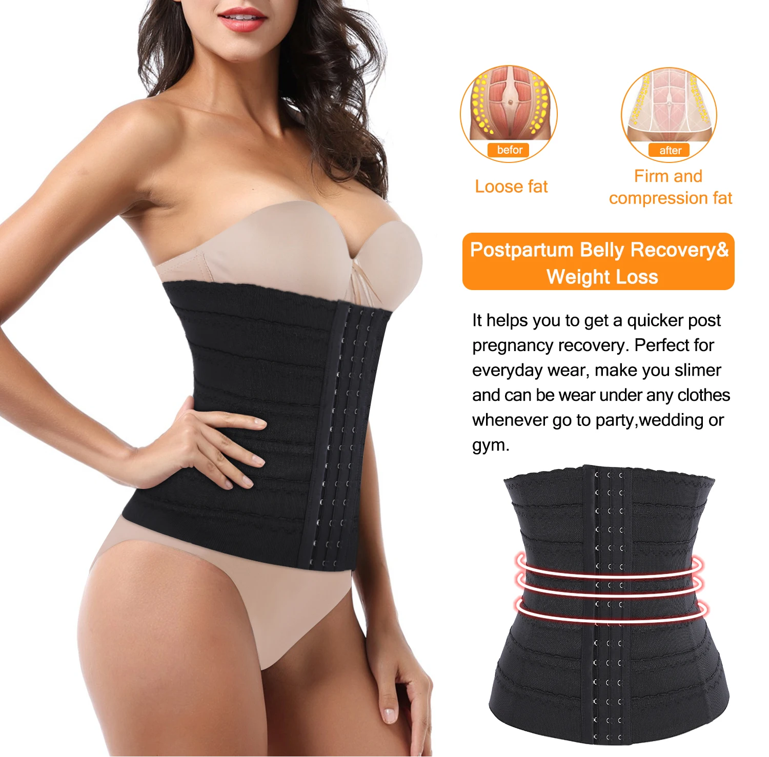 ladies weight loss wrap shapewear corset postpartum Body shaper waist Trimmer Belt hourglass waist trainers with personal logo