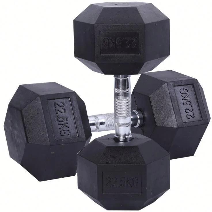 Hot Sale Factory Supplied Equipment Fitness Professional Dumbell Weights Gym Rubber Hex Dumbbells Sets