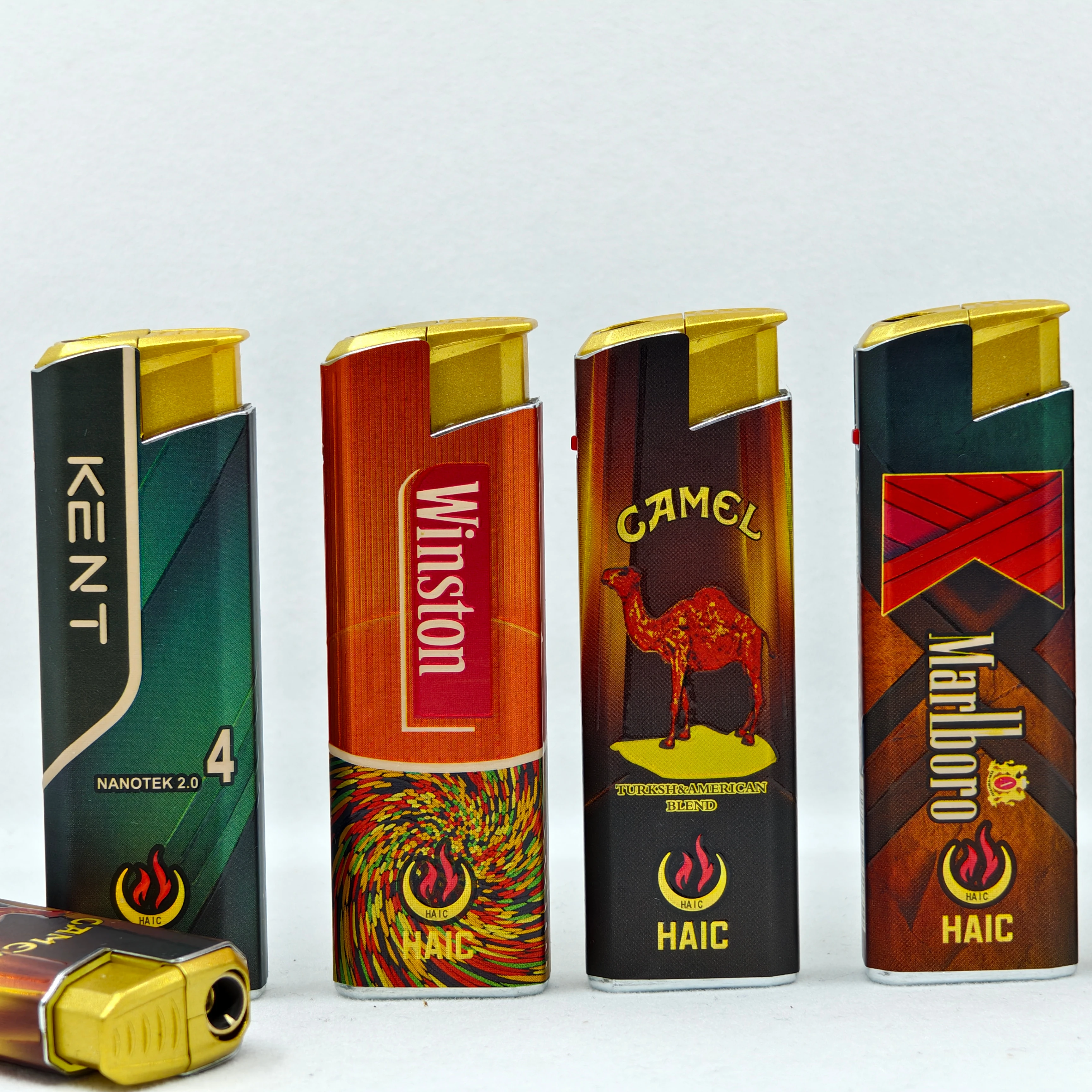 jet refillable torch metal cover paper wrap butane lighter