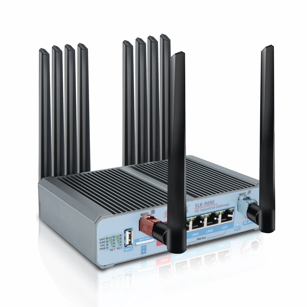 Промышленный автобус SERIALLINK 5G CPE, сотовый маршрут, двойной 5G модем, Две сим-карты с WIFI6 POE GPS, может опционально SLK-R690-5G-A2