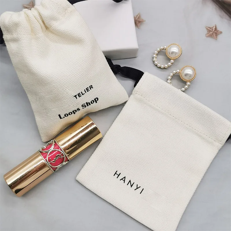 Wholesale Eco Muslin Cotton Linen Gift Packaging Pouch Customized Organic Cotton Drawstring Bag with Logo