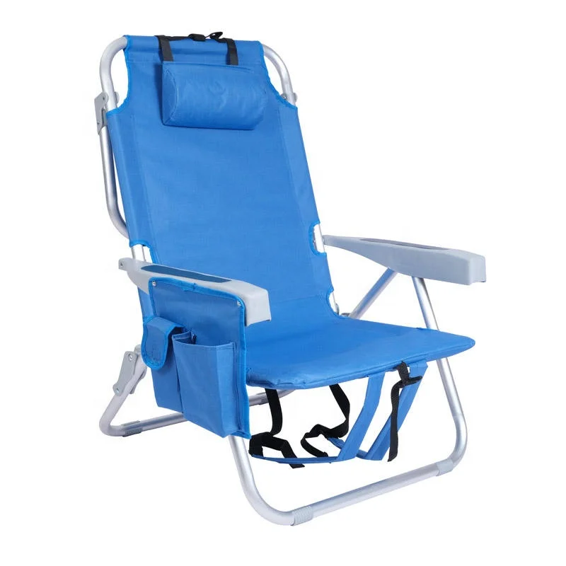 Wholesale  Custom Portable Folding Beach Chair with Shoulder Belt Adjustable Camping Chair for Outdoor
