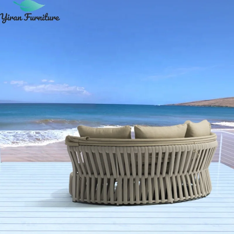 Home Resort Villa Project Outdoor Modern Chinese Leisure Polyester Belt Rope Daybed Furniture