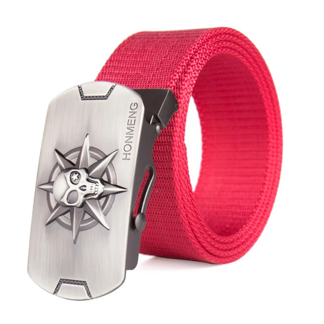 Thickened Tank Pattern Nylon Canvas Belt Sports Outdoor Automatic Buckle Casual Belt