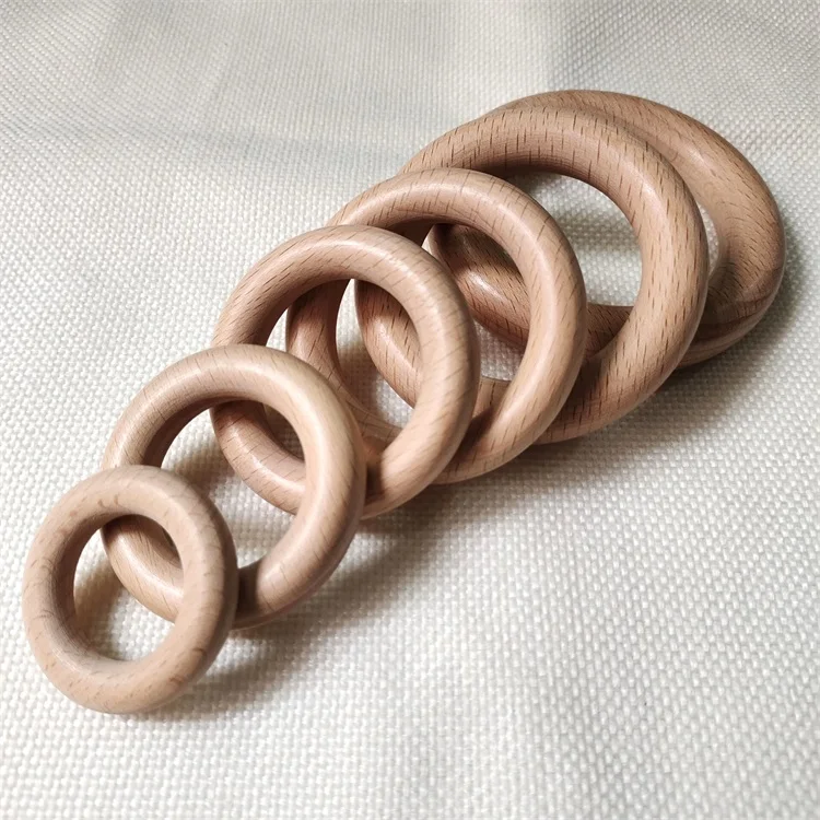 25-120mm Beech Wood  Ring Natural Round Wooden Baby Teething Ring Wood Circle  DIY Necklace Ring