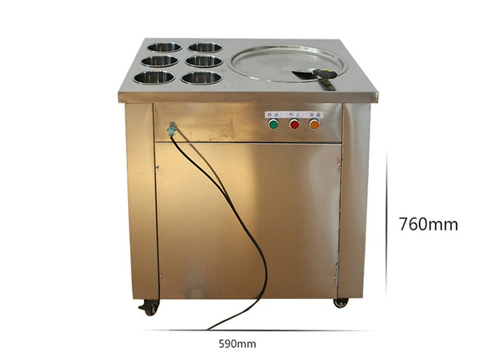
mini ice cream roll machine with 35cm pan and 6 buckets. 110v or 220v fried ice cream machine 