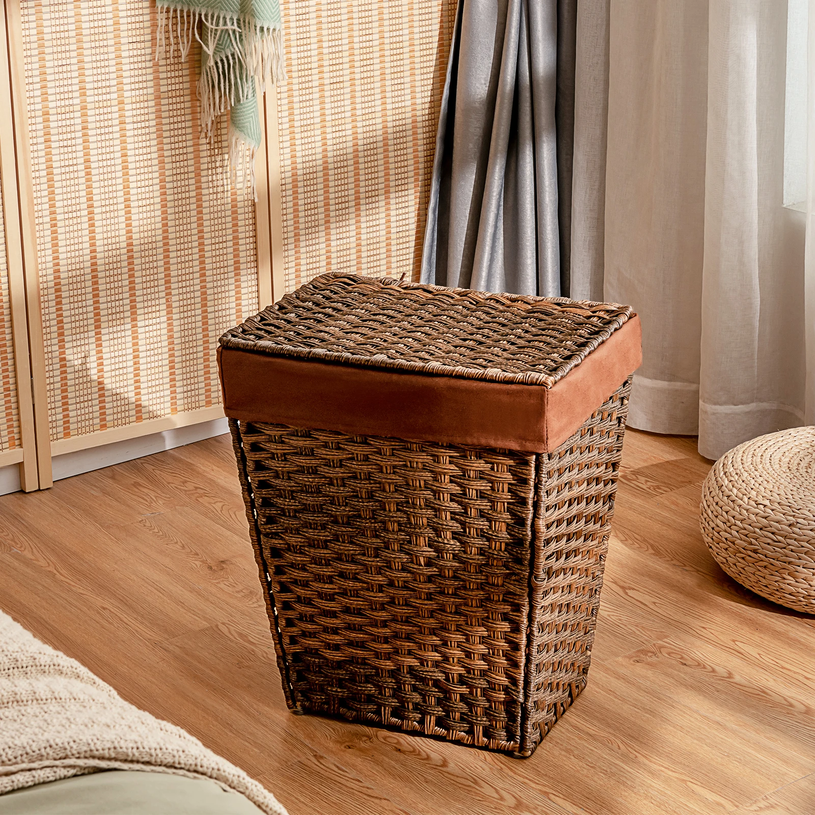 JY Large Laundry Hampers Removable Laundry Basket Foldable Fabric Laundry Basket with Drawstring Waterproof Cotton Linen
