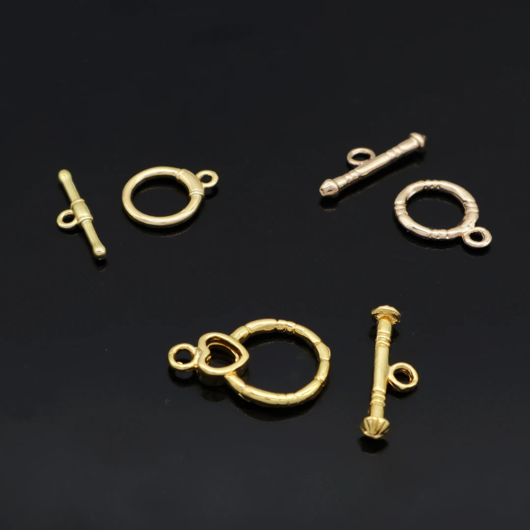Diy Wholesale Custom Women Heart Round Toggle Clasp Bracelet Necklace Charm Jewelry Gold Plated OT Clasp For Making Accessory
