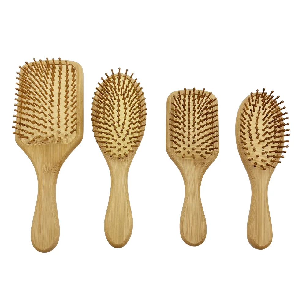 Ladies wooden Bamboo Brush Set Massage Hair Balloon Brush Airbag Comb Head Massage Large Plate Comb Customized Package