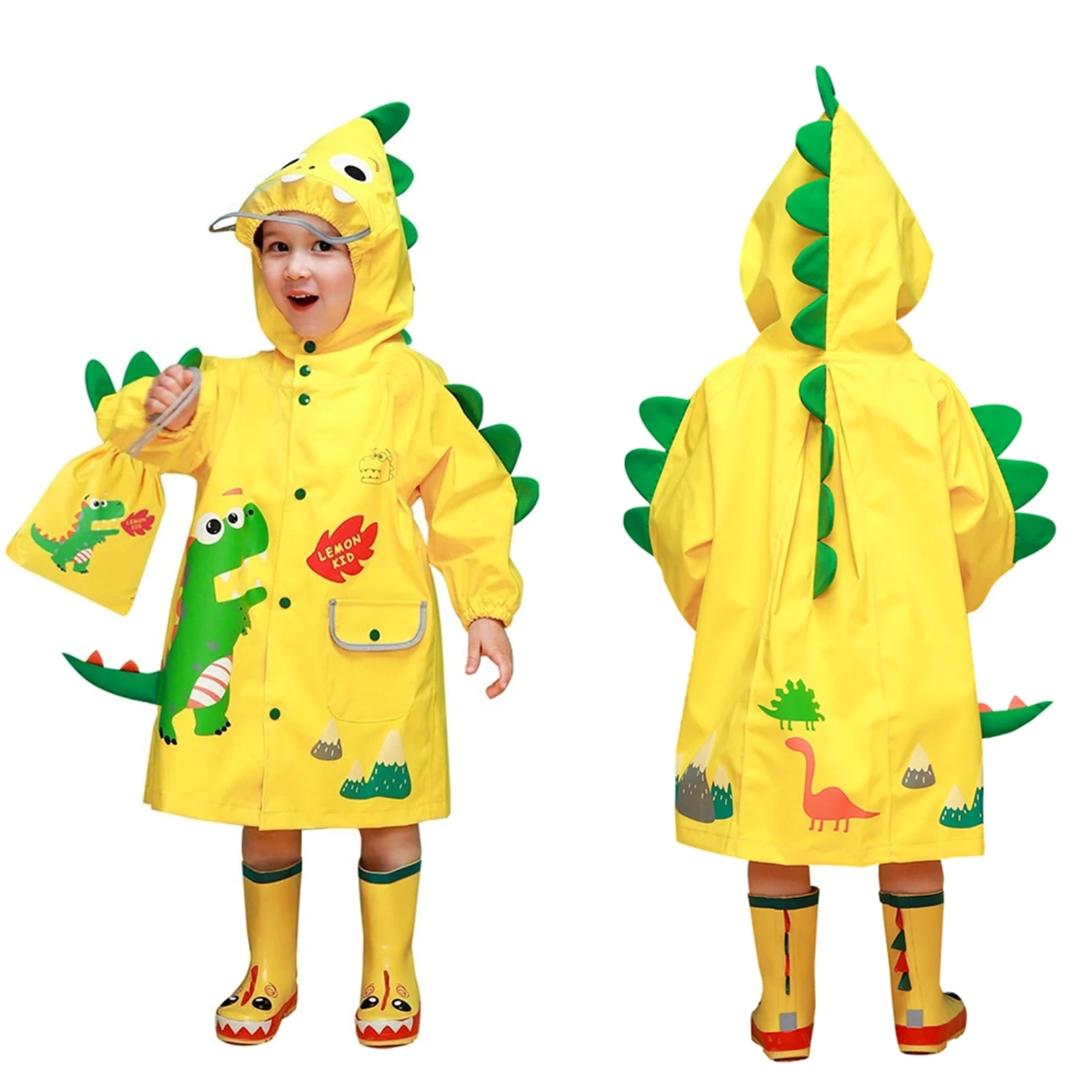 High Quality Eco-Friendly Materials Baby Raincoat Kindergarten Dinosaur Raincoat Poncho