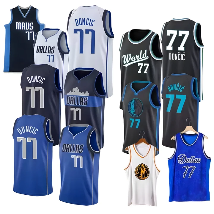 2023 новый сезон баскетбольная майка Dallas #77 Luka Doncic прошитая форма мужские