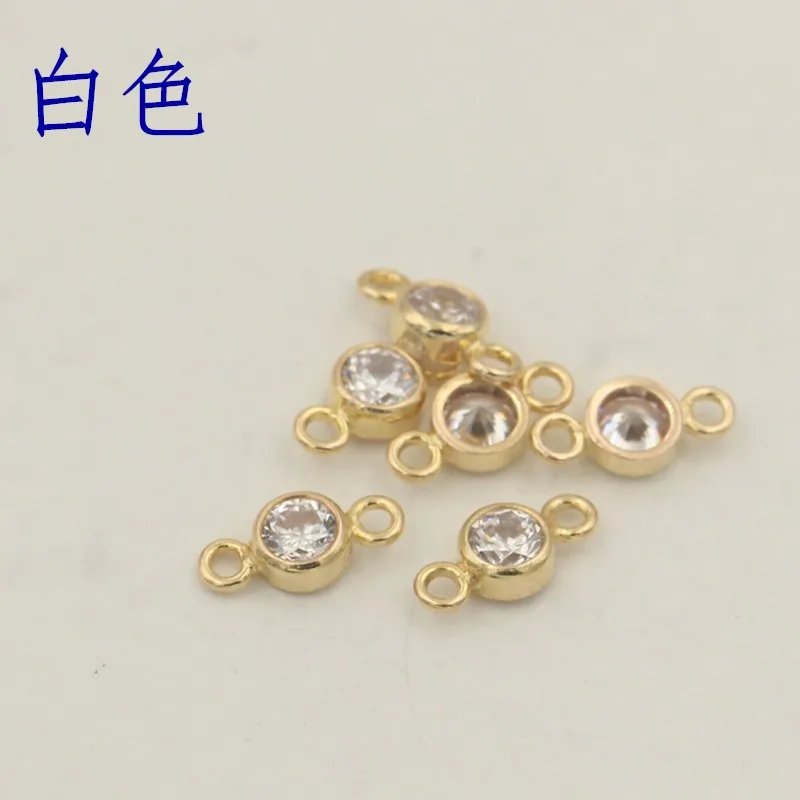Gold Filled Connectors with Zircon Vintage Round Connectors for Jewelry