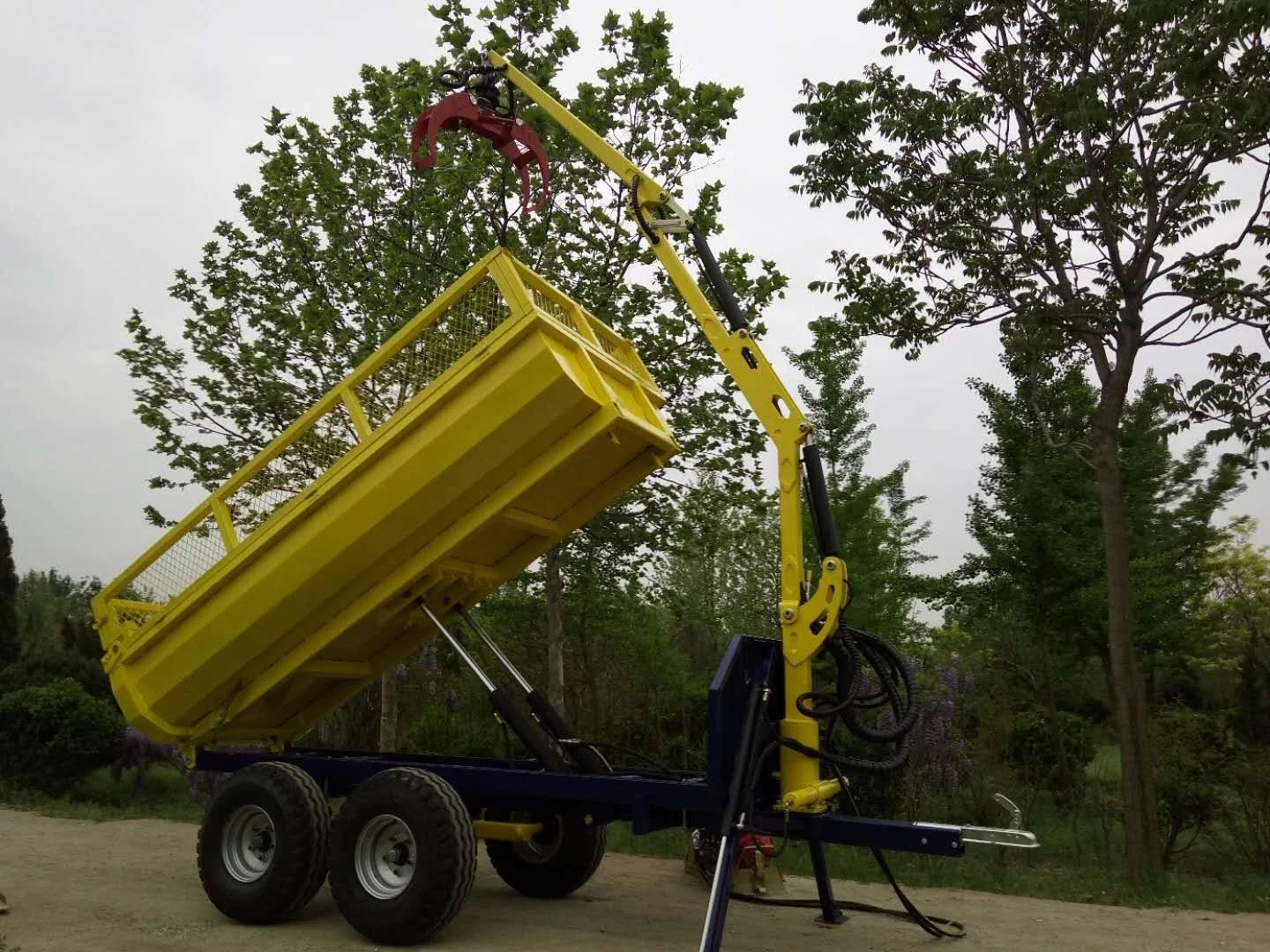 Timber Wood Log grab trailer loader with winch for woodworking machinery