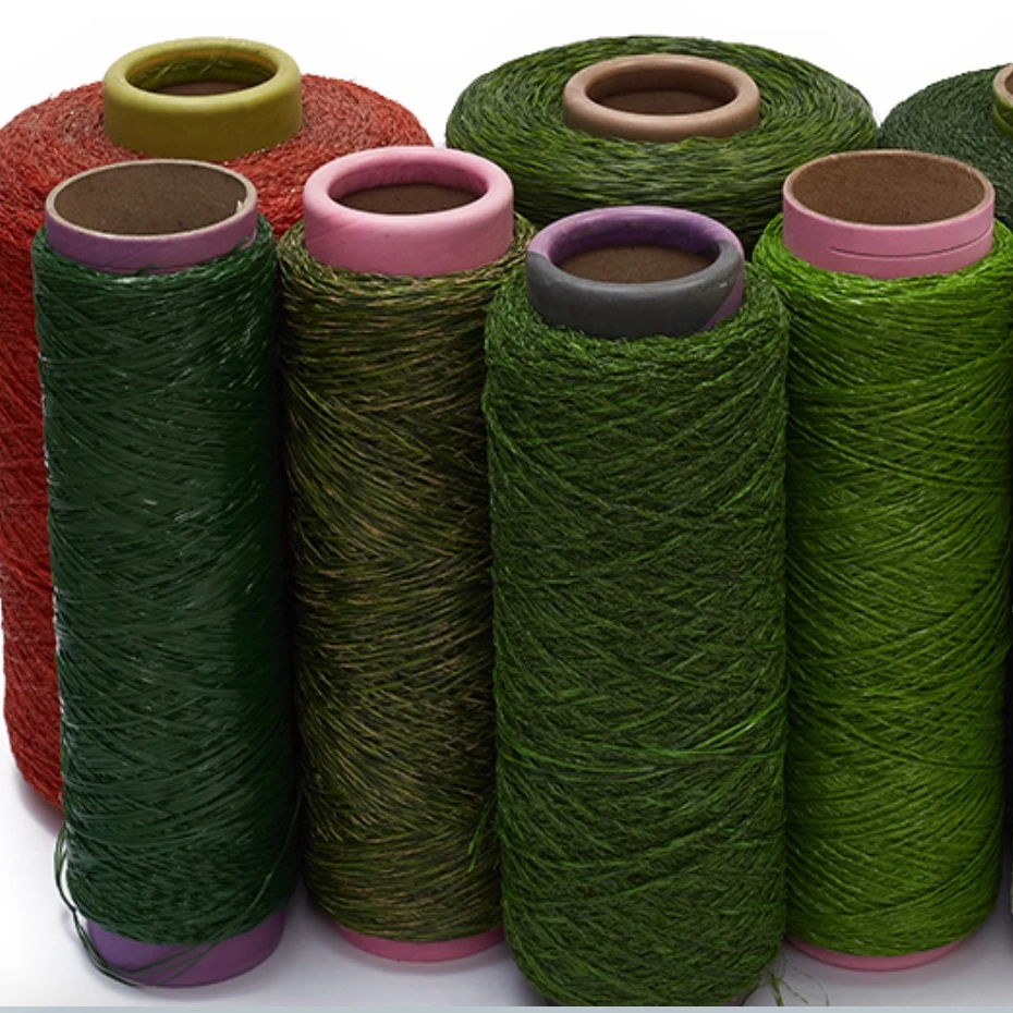 PE monofilament yarn synthetic turf grass raw materials blue fibrillated artificial grass curly yarn lawn