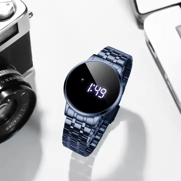 Touch screen LED Digital Watches for Man Chain Steel Waterproof Luxury Sport Wristwatches Chronograph Clock 2024