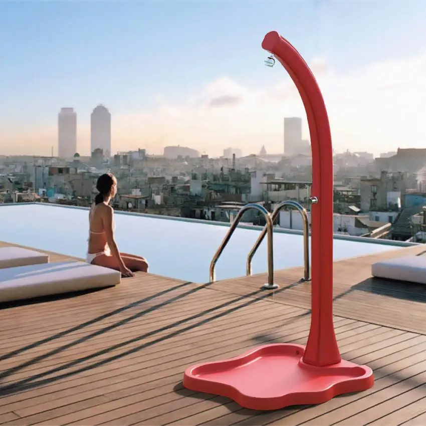 Custom Stainless Steel Freestanding Outdoor Shower Set Rainfall Column for Swimming Pools
