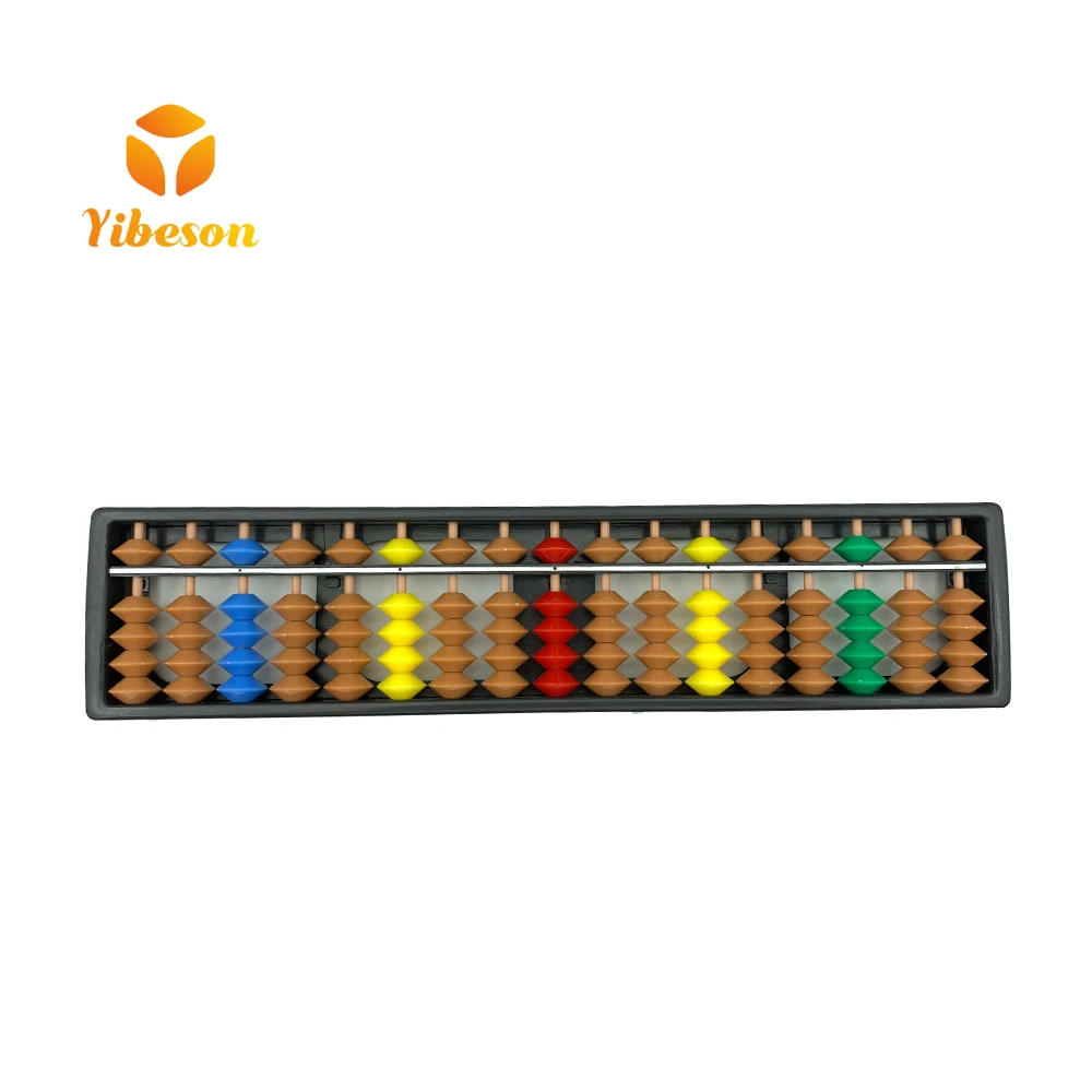 Portable chinese educational math counting calculation standard kids junior plastic yellow colors beads 17 rods soroban abacus