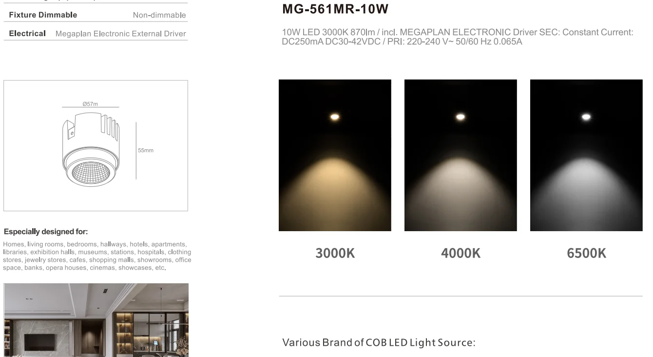 Bedroom hotel project modern round shape aluminum module ceiling spotlight recessed led spot light