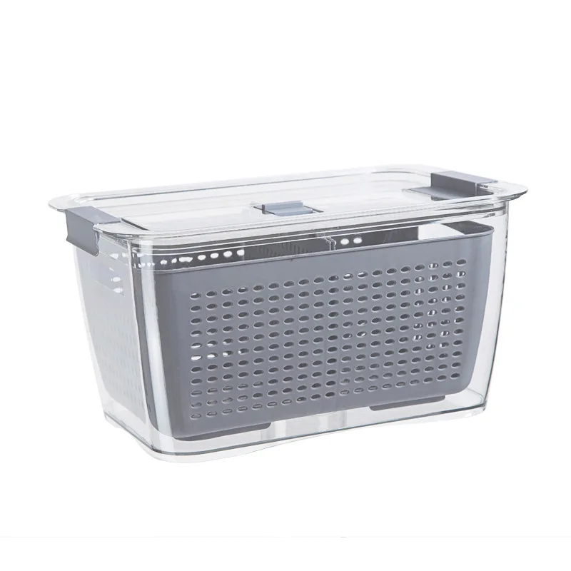 2021 High Quality Good Product New Fresh Food Box Refrigerator Storage Drain Box With Drain Basket