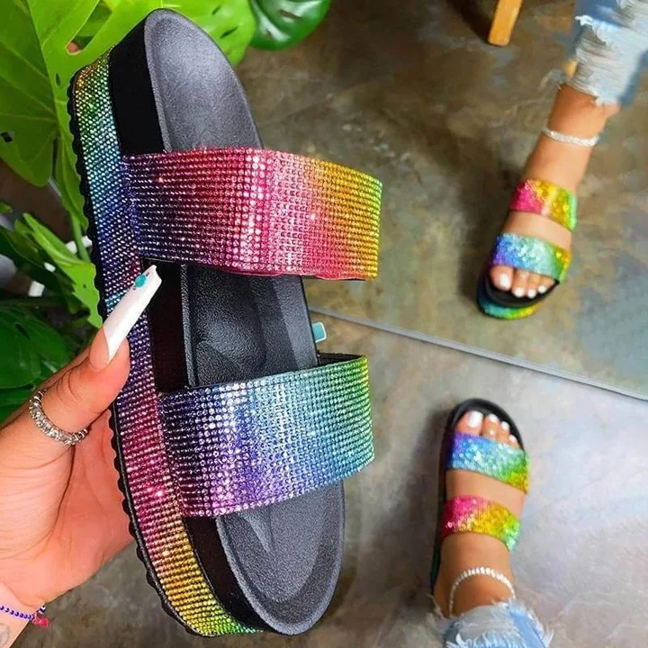 Flat Slides Shoes Summer Flats Sandals New Model Nonslip Fashionable Trendy for Women and Ladies PU