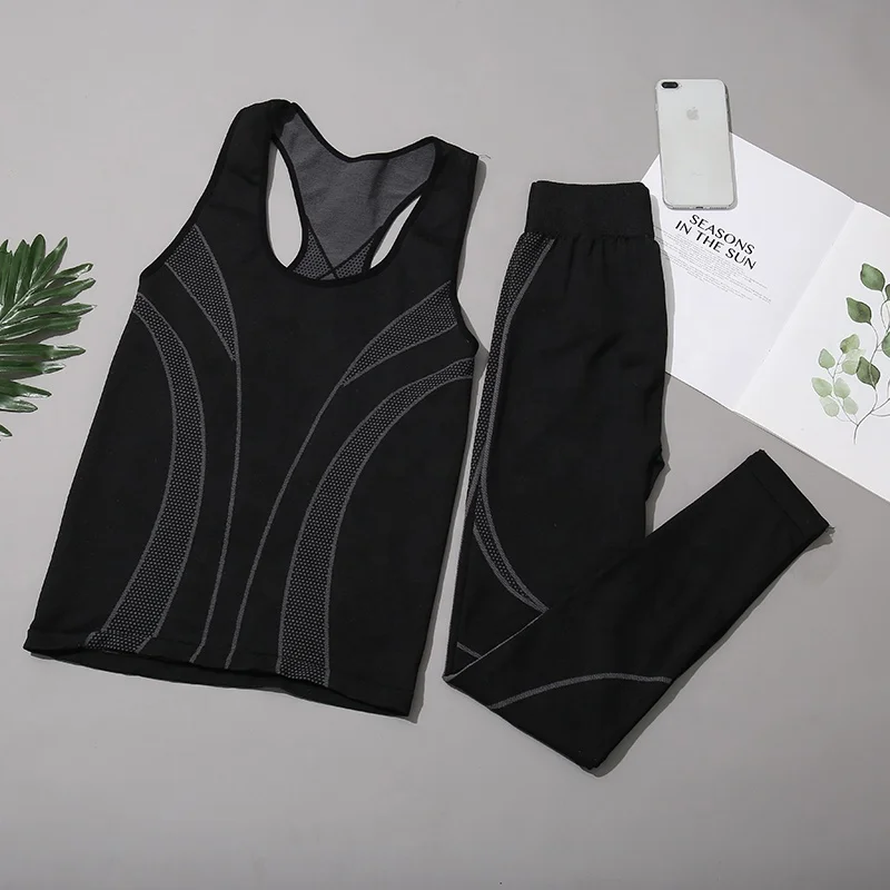 Women seamless camisole pants sport tracksuit fitness yoga wear in summer autumn