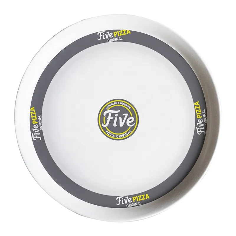 Stoneware White 12inch 30cm Ceramic Pizza Plate Dinnerware Dish With Customized Logo