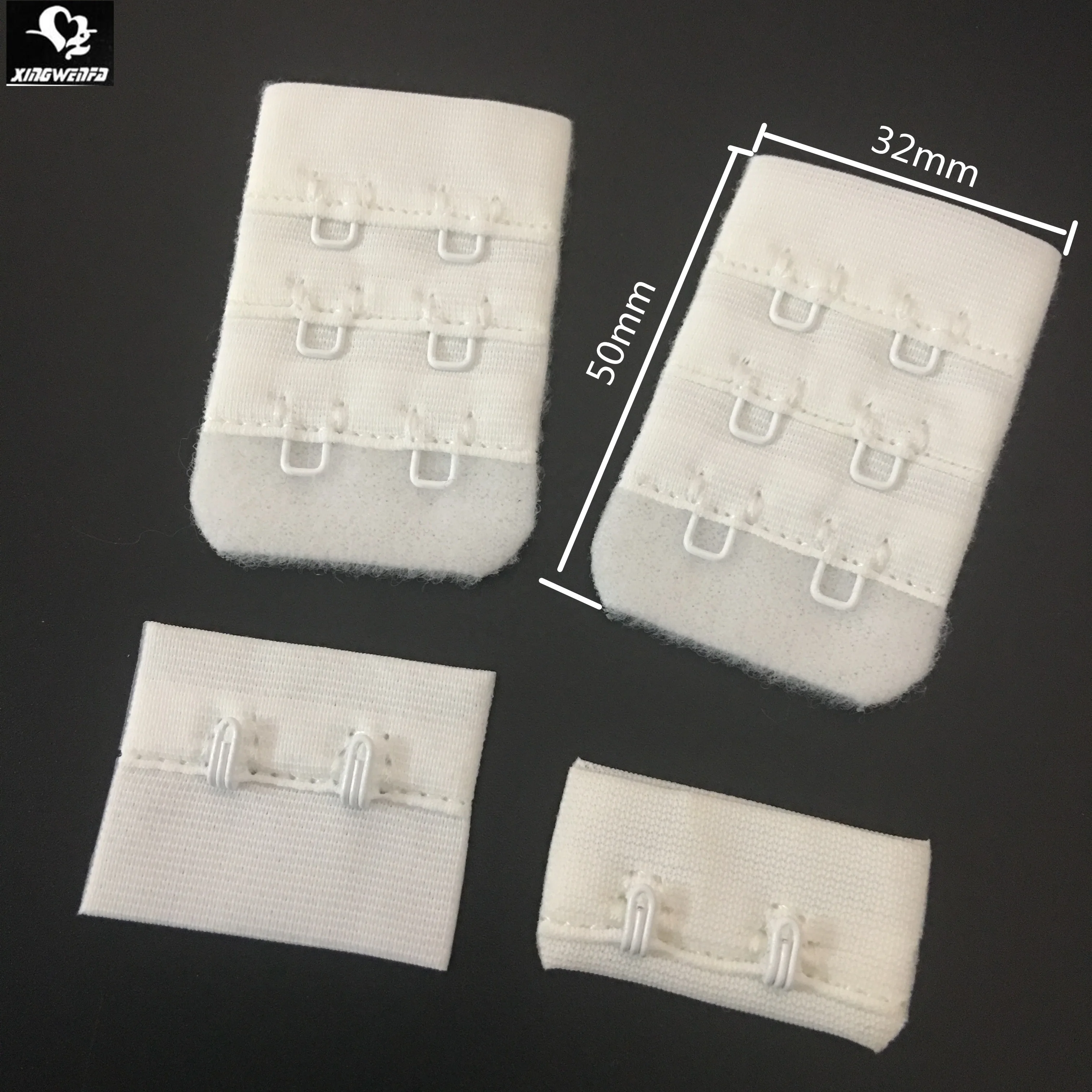 3*2 32mm high quality polyamide visible single stitching visible sewing white nylon hook and eye tape