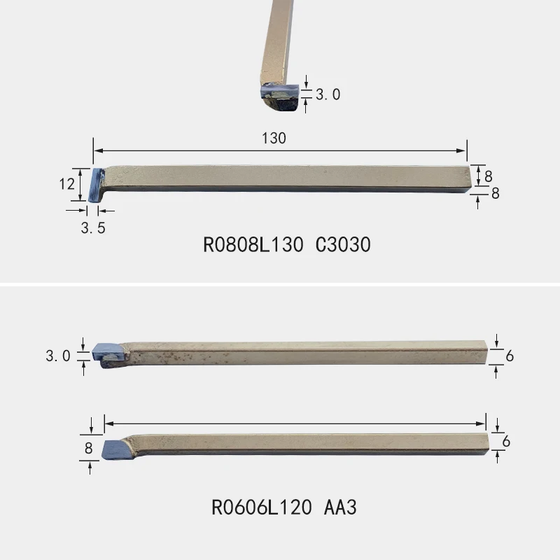 YW2 R0808L125 A2 Tungsten Carbide Cutting Tool for Lathe Machine for Inner Diameter Cutting Inner Boring Hard Alloy Brazing