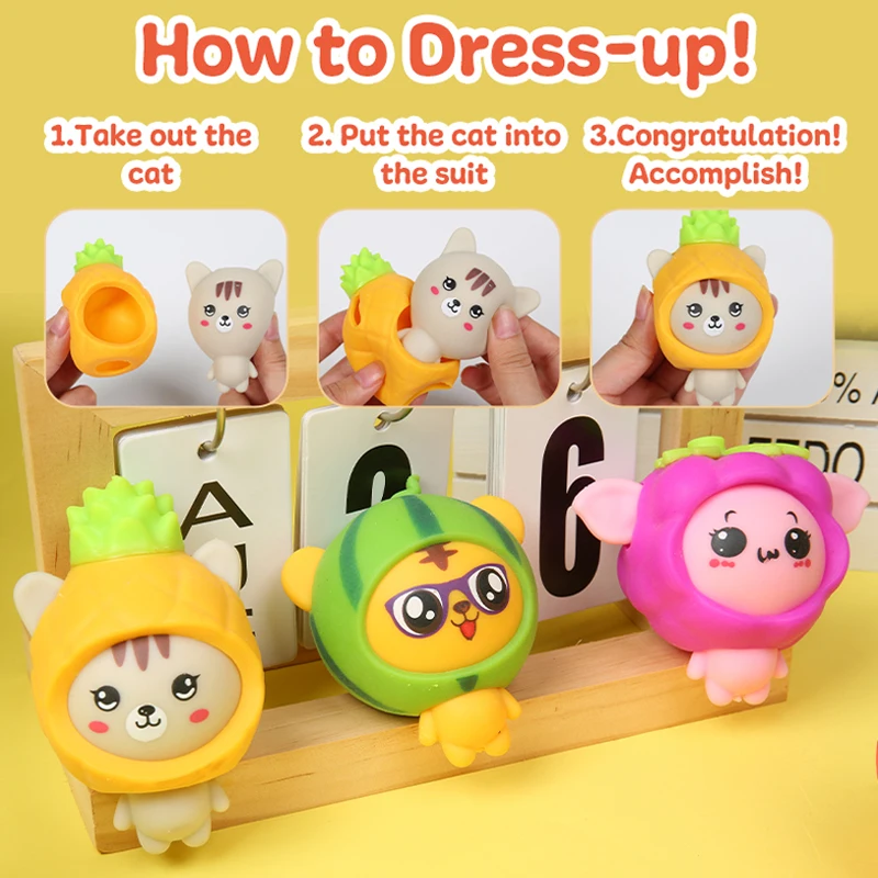Labubu clothing  OEM magic animals and fruit dress up Squeeze toys slime filled DIY squishy novelty toys  For Kids