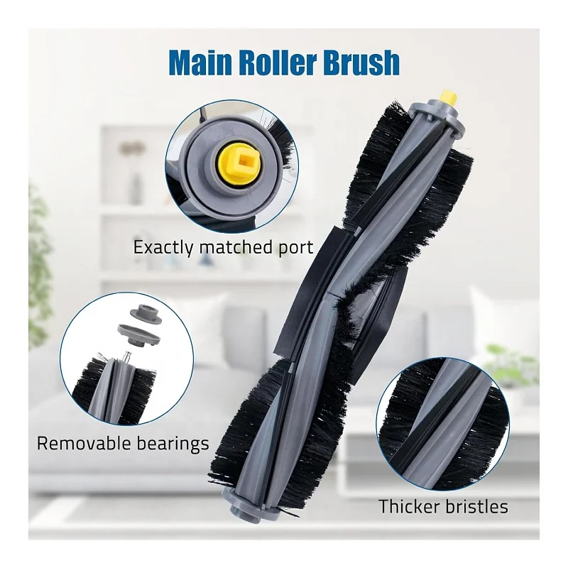 Replacement Accessories Kit for Ecovacs Deebot X1 Turbo/Omni Robot Vacuum Cleaner Parts  Main Brush   Side Brush Hepa Filter Mop