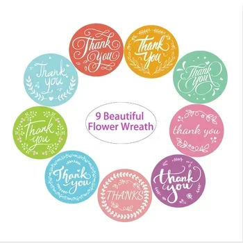 Thank You Stickers Roll Flower Beautiful Styles 500 Units in One Roll for Gift Decor Sealing Label