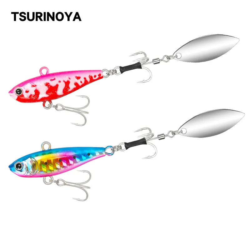 TSURINOYA Metal Spinner Bait Fishing Lure 24g 43mm TA Spoon Jig Head VIB Saltwater Sinking Seabass Mackerel Hard Bait